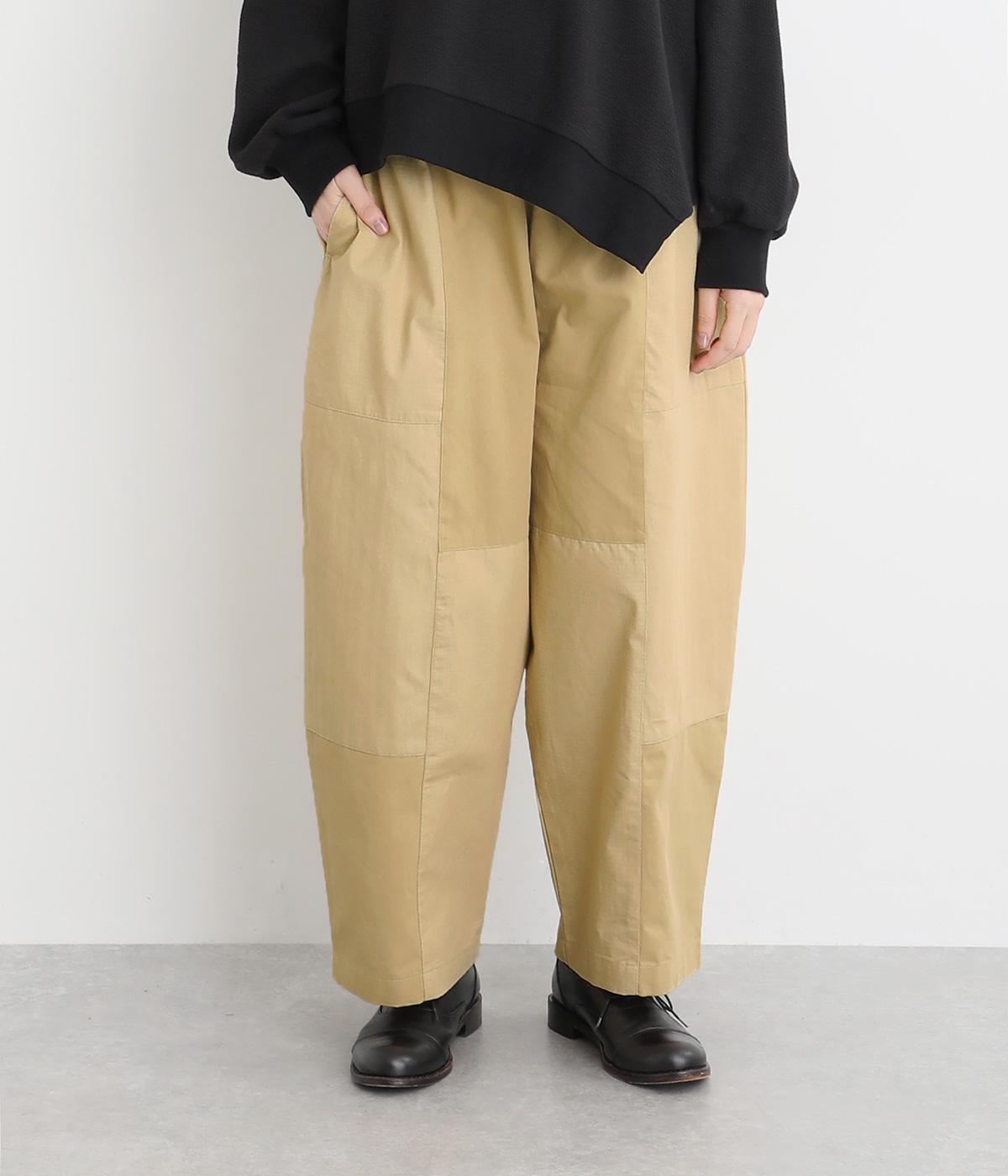 リップストップ×ヘリンボーン×ツイルブロッキングイージーパンツ(ベージュ-F)