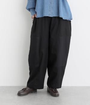 リップストップ×ヘリンボーン×ツイルブロッキングイージーパンツ(ブラック-F)