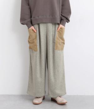 ヘリンボーンワイドパンツ(グレージュ-F)