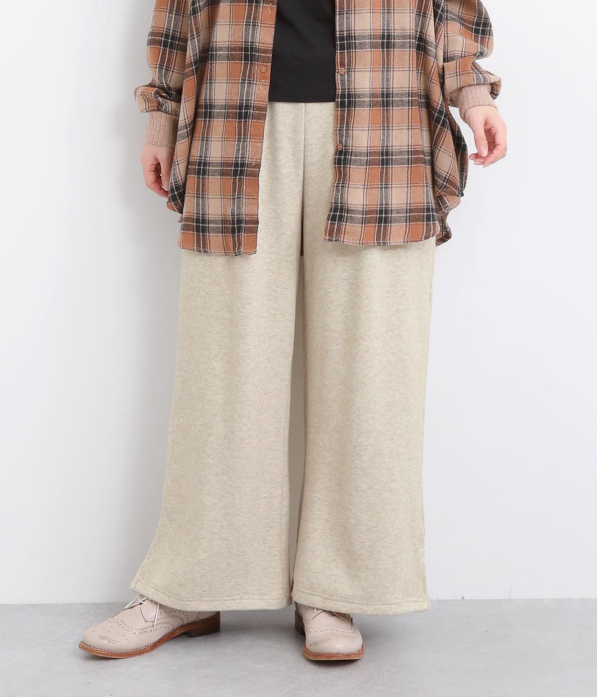 杢ダブルフェイススリットパンツ(グレージュ-F)