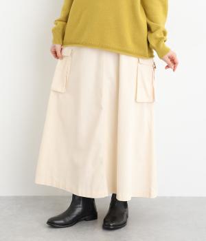 ヘリンボーンツイル製品染めバイオサイドポケットスカート(キナリ-F)