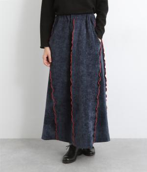 スラブベロアメロウスカート(ネイビー-F)