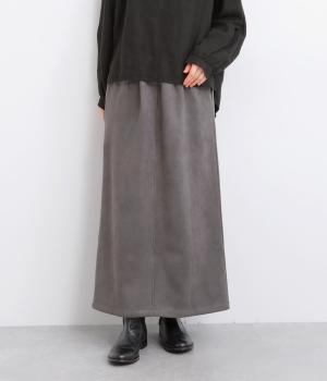 フェイクスエード×フリース2wayジップスカート(チャコール-F)