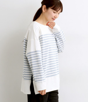 天竺バスクT(ブルーボーダー-ONESIZE)