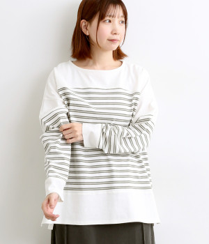 天竺バスクT(グリーンボーダー-ONESIZE)