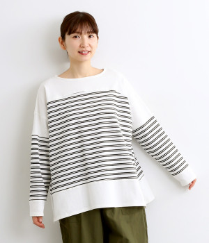 天竺バスクT(ブラックボーダー-ONESIZE)