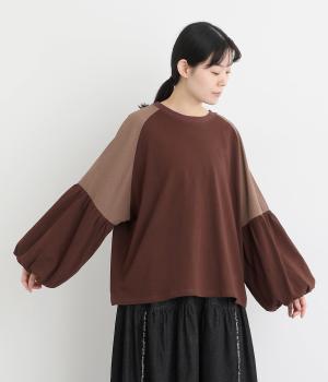 シアサッカー袖ボリュームプルオーバー(チョコレート-F)