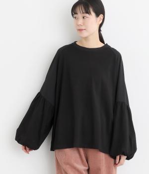 シアサッカー袖ボリュームプルオーバー(ブラック-F)