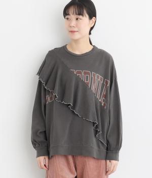 天竺ピグメントフリルプルオーバー(チャコール-F)