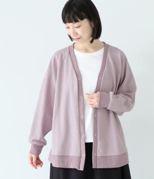 ポコポコ無地ドッキングカーディガン(パープル-F)