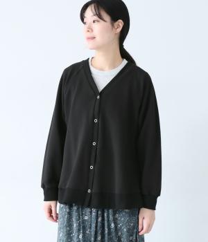 ポコポコ無地ドッキングカーディガン(ブラック-F)