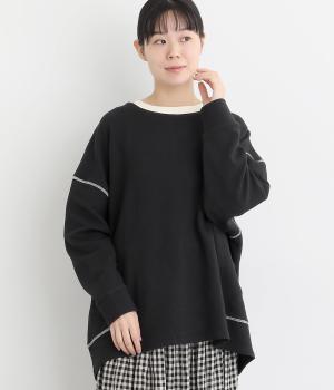 ポコポコボーダードルマンプルオーバー(ブラック-F)
