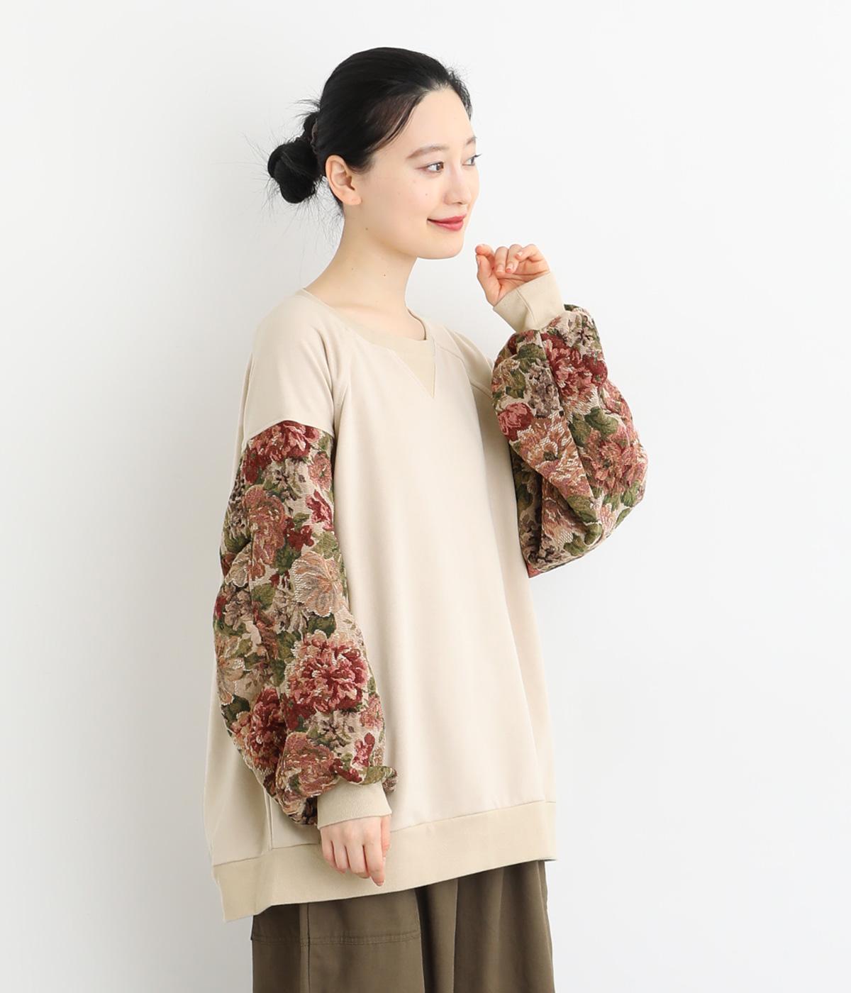 袖ギャザープルオーバー(グレージュ-F)