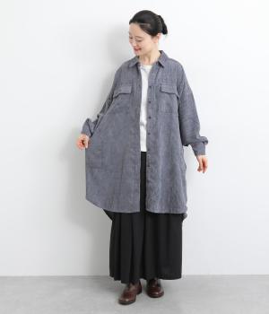 太いコーデュロイシャツジャケット(ブルー-F)