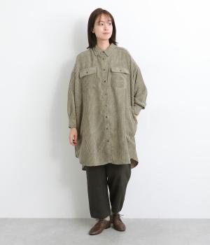 太いコーデュロイシャツジャケット(カーキ-F)