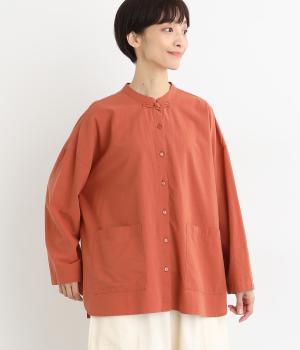 微起毛ワッシャーコットンチャイナシャツ(レッド-F)