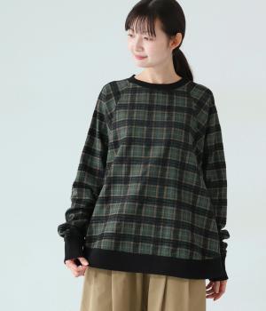 モールチェックバンドカラーシャツ(ブラック-F)