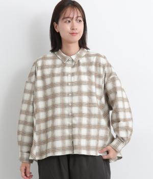 モールチェックカッティングシャツ(アイボリー-F)