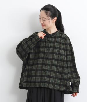 モールチェックカッティングシャツ(ブラック-F)