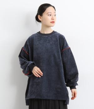 スラブベロアメロウプルオーバー(ネイビー-F)