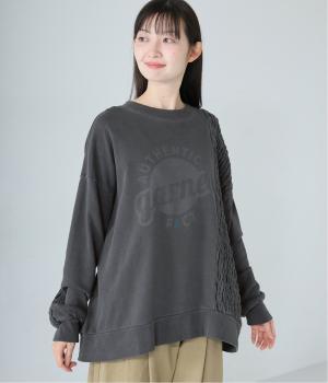 ピグメント裏毛シャーリングロゴプルオーバー(ネイビー-F)