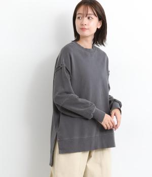 ピグメント裏毛スリットチュニックプルオーバー(ネイビー-F)