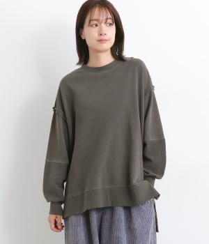 ピグメント裏毛スリットチュニックプルオーバー(チャコール-F)