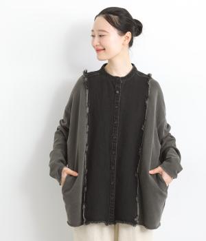 ピグメント裏毛ドッキングシャツ(チャコール-F)