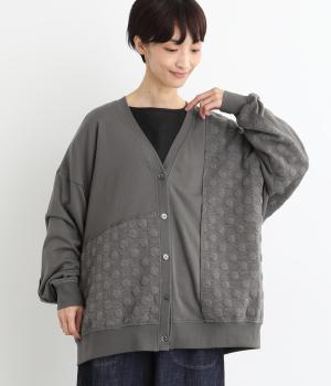 ドットジャカードカーディガン(チャコール-F)
