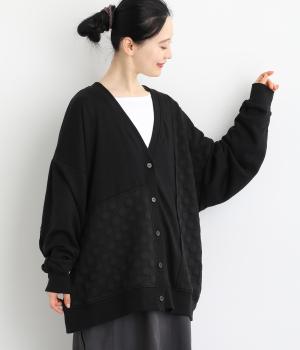 ドットジャカードカーディガン(ブラック-F)