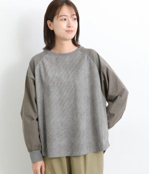 うね起毛ラグランプルオーバー(チャコール-F)