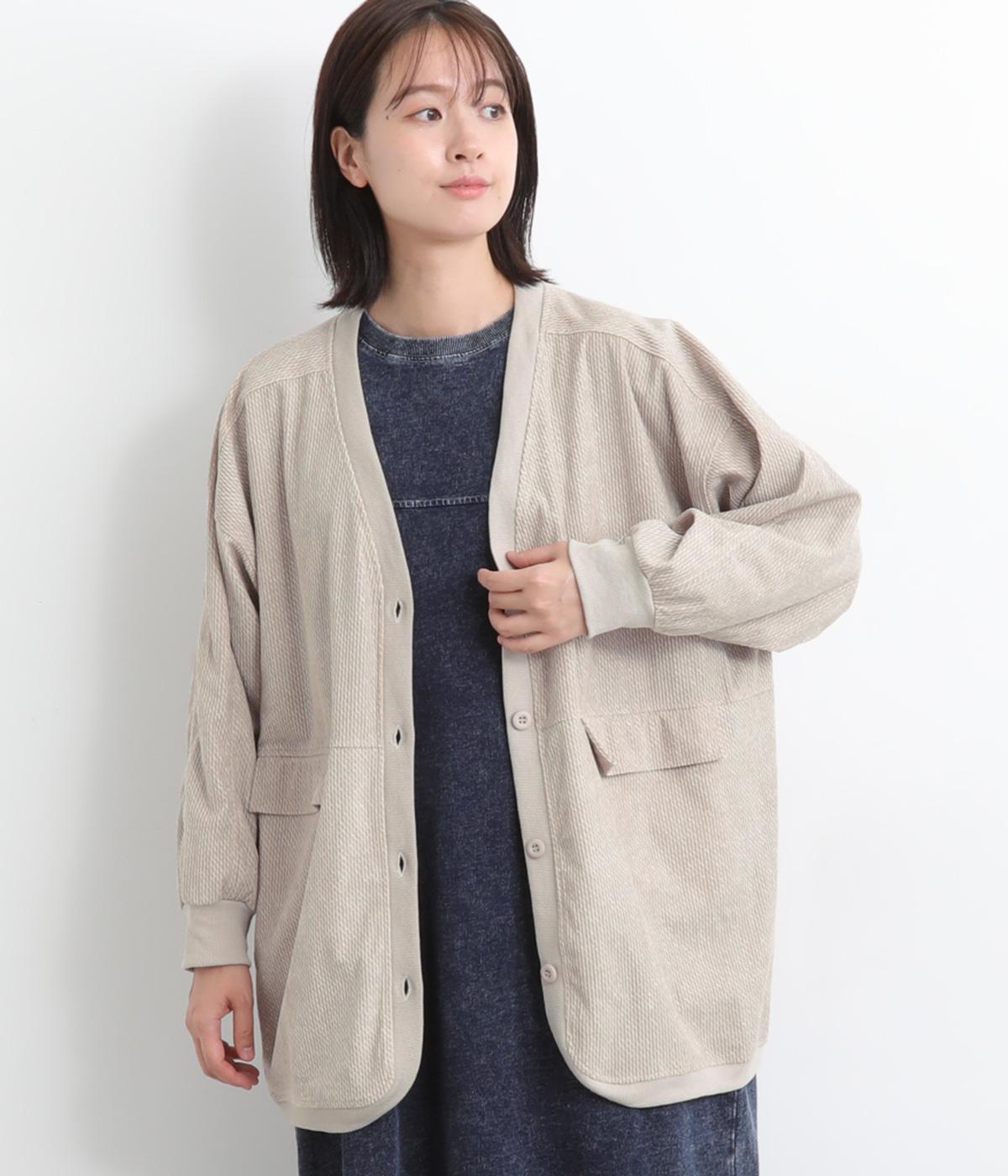 うね起毛ドルマンカーディガン(グレージュ-F)