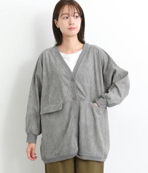 うね起毛ドルマンカーディガン(チャコール-F)