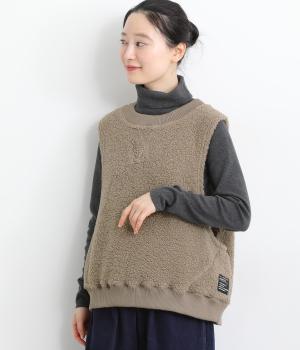 粒ボアハイネックベスト(グレージュ-F)