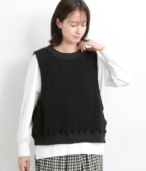 粒ボアハイネックベスト(ブラック-F)