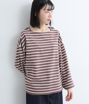 ゆったりボーダープルオーバー(ブラウンボーダー-F)