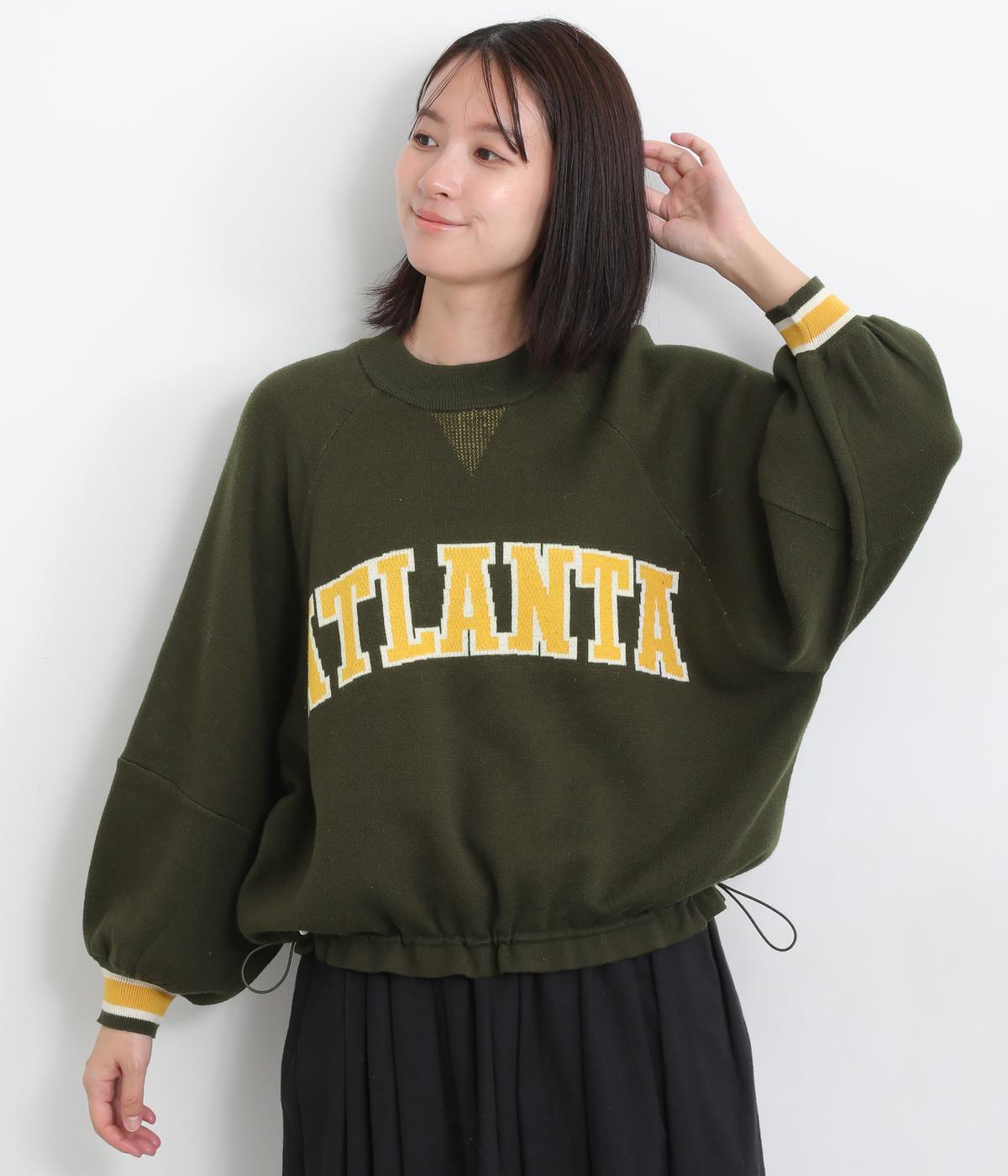 スエットライク裾ドロストプルオーバー(カーキ-F)