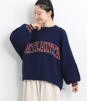 スエットライク裾ドロストプルオーバー(ネイビー-F)