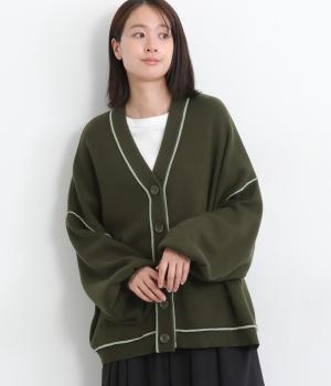 スエットライクコクーンカーディガン(カーキ-F)