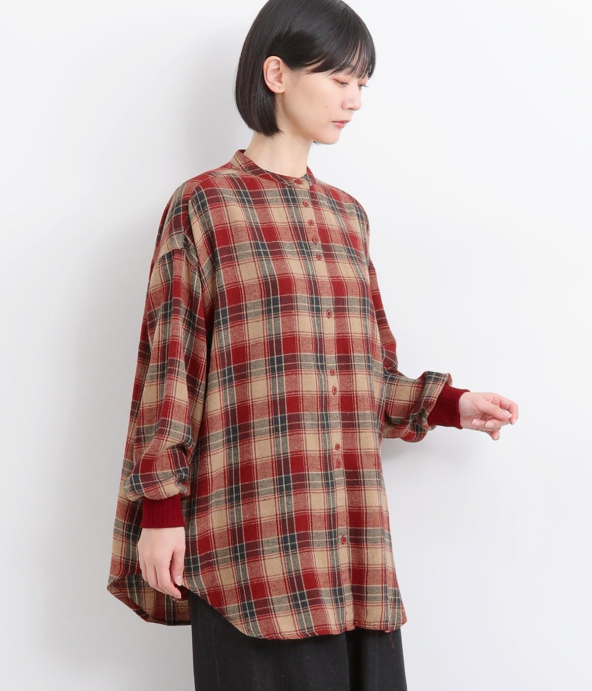 起毛ネルランダムボタンシャツ(レッドチェック-F)
