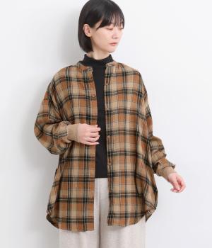 起毛ネルランダムボタンシャツ(ブラウンチェック-F)