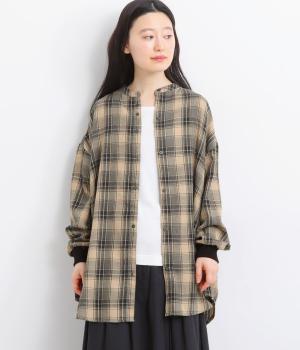 起毛ネルランダムボタンシャツ(ネイビーチェック-F)
