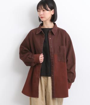 アンティークツイルバイカラーシャツ(ダークレッド-F)