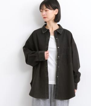 アンティークツイルバイカラーシャツ(チャコール-F)