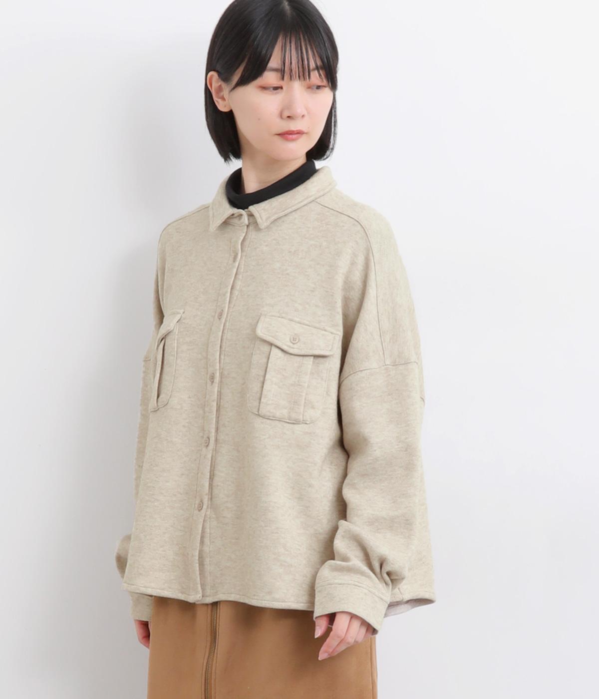 杢ダブルフェイスシャツ(グレージュ-F)