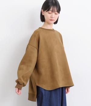 フェイクスエード×フリースフレアプルオーバー(キャメル-F)