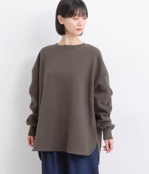 裏起毛袖タックチュニック(チャコール-F)