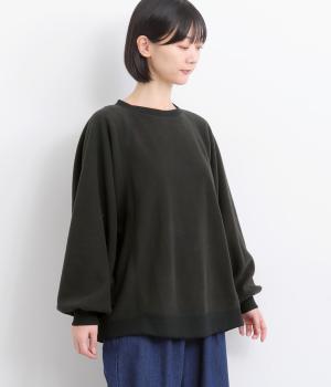 フリース×ボーダー天竺ラグランプルオーバー(ブラック-F)