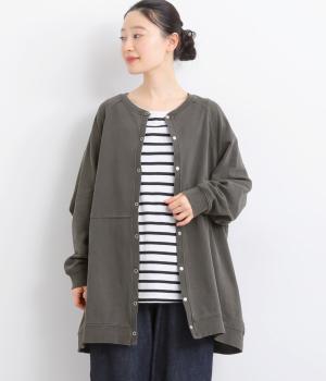 裏毛ピグメントラグランカーディガン(チャコール-F)