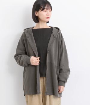 裏毛ピグメントフード裏使いチュニック(チャコール-F)